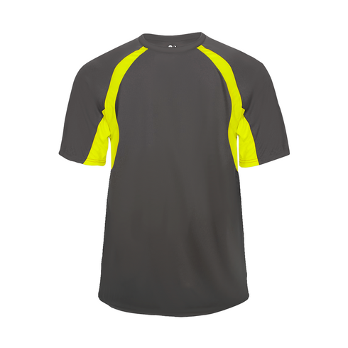 Badger Sport Hook Tee (414400-028404), Color 'Graphite/Safety Yellow'